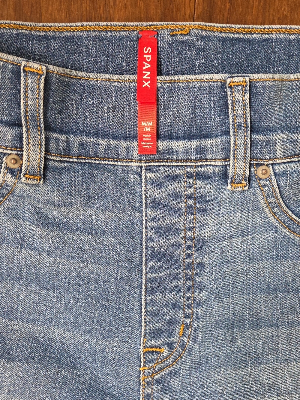 SPANX SEAMED FRONT WIDE LEG DENIM JEANS VINTAGE INDIGO MEDIUM 6 / 8 - Picture 7 of 14